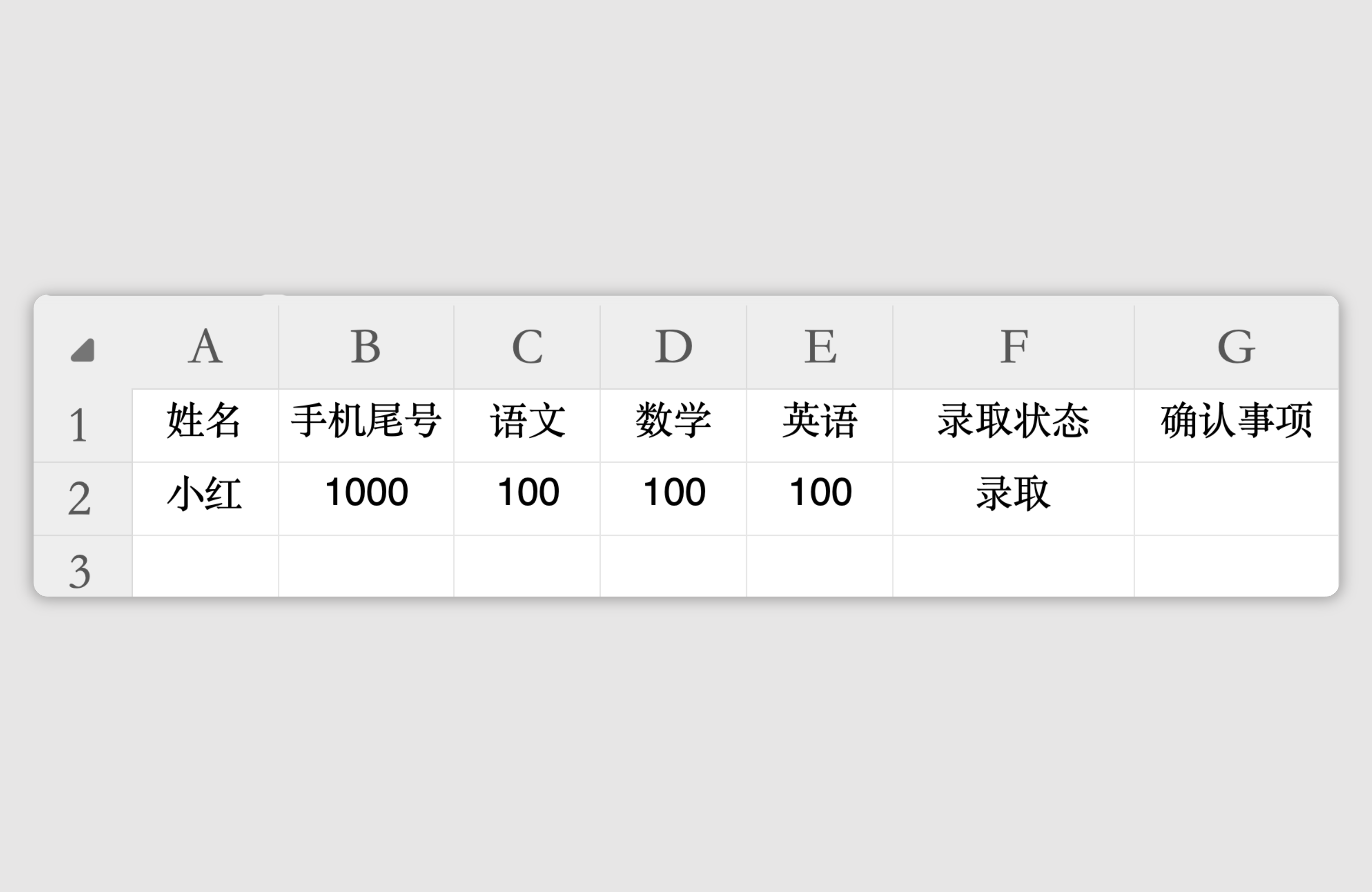 易查分新建查询表格样式