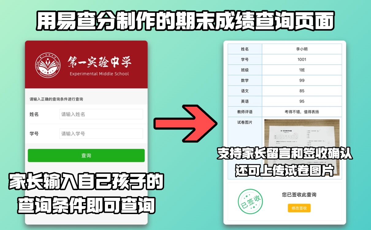 期末发查询工具，用易查分1分钟创建期末成绩查询页面