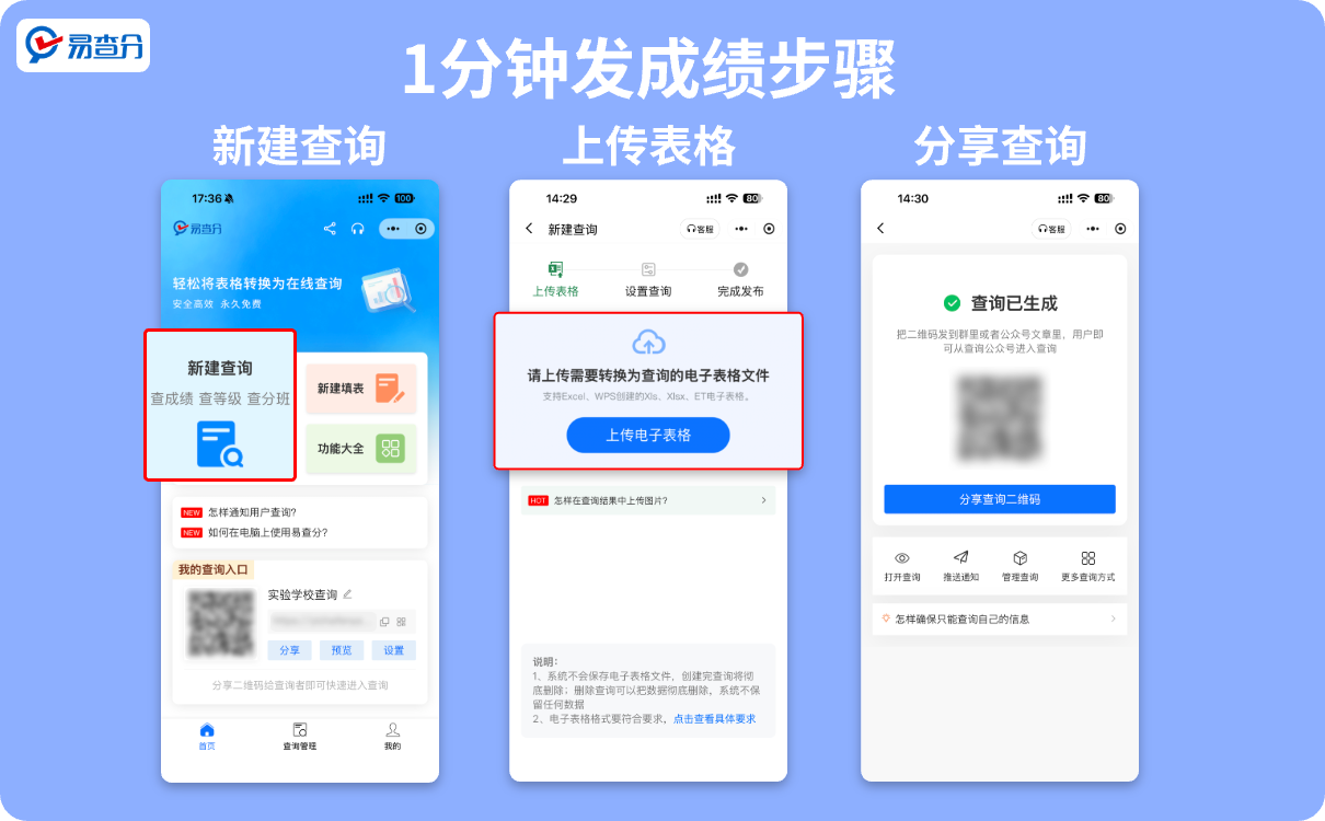 三步发成绩小程序